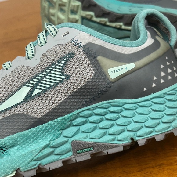 Altra Timp 4 Trail Running Shoes Womens Gray Teal Lace Up Sneakers Size 6 - Picture 10 of 14